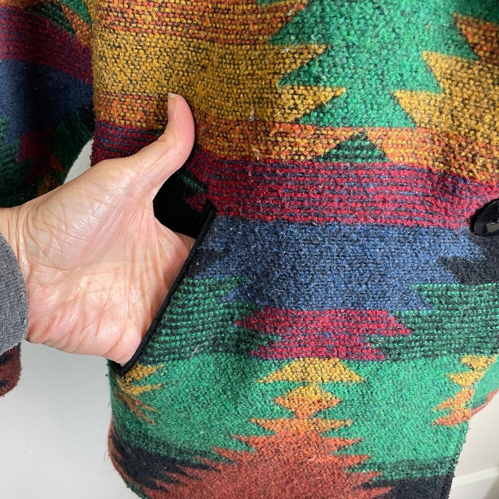 Pioneer Wear Vintage Multicolor Navajo Button Coat L/XL - Picture 3 of 12